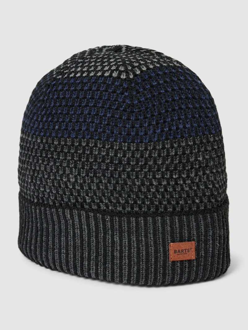 Mütze mit Label-Detail Modell 'Miguen' in schwarz