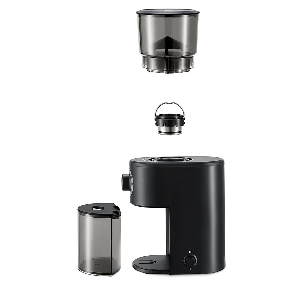 Tchibo Kaffeemühle elektrisch mit hochwertigem Kegelmahlwerk 160W, 160 W, 150 g Bohnenbehälter, fein bis grob, 12-Tassen Fassungsvermögen, robuste Edelstahlklingen