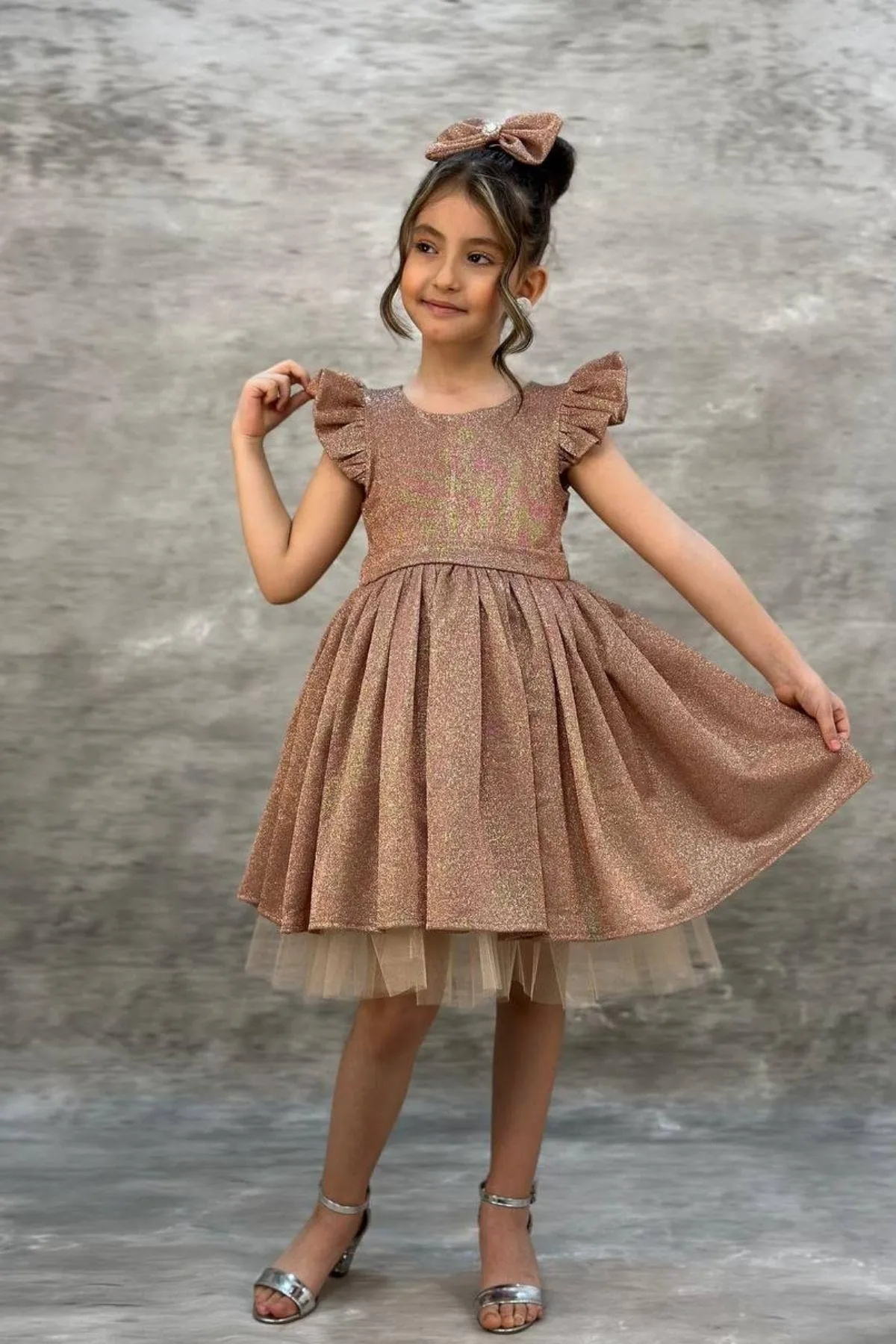 Riccotarz  Glänzendes Kupferkleid für Mädchen