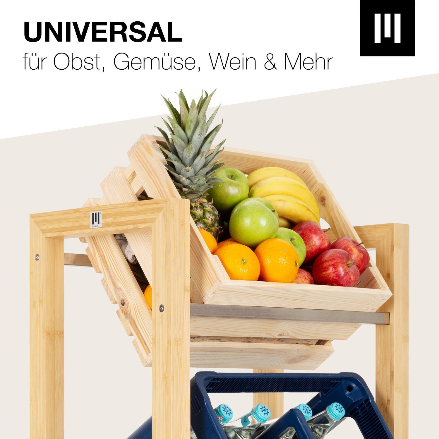MANUMA® Allzweckkiste HOLZKISTE ideal für den James - Weinkiste - Geschenkkiste - Obstkiste
