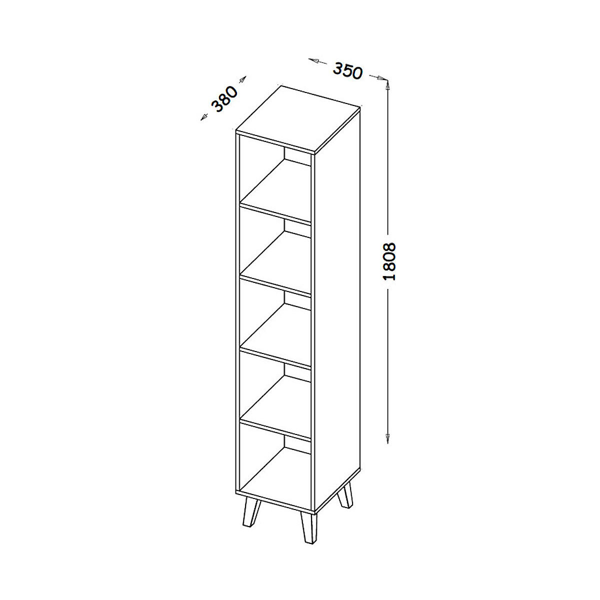 Bücherregal Standregal Viso 35x38x180cm mit 5 offenen Fächern