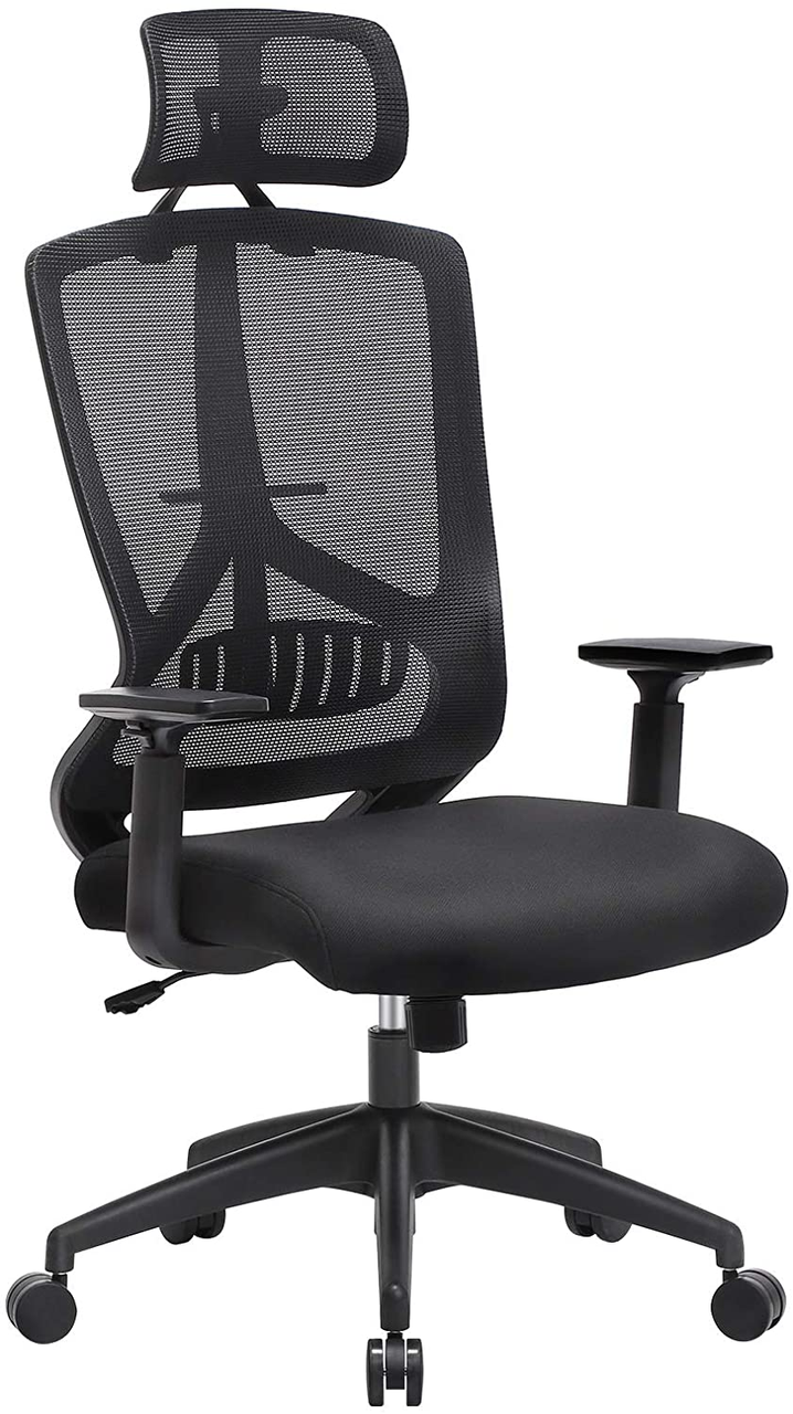Songmics Bürostuhl, 68x65x(118.5-128)cm, Schwarz