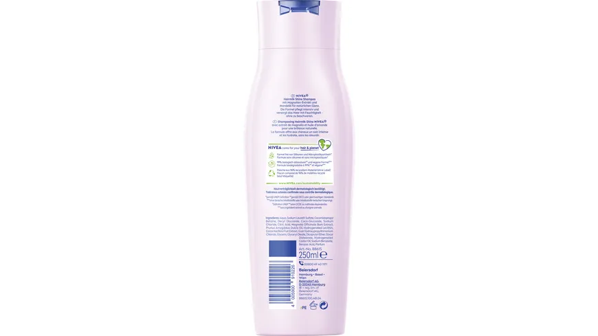 NIVEA Haarmilch Natürlicher Glanz Shampoo mit Mandelmilch 250 ml