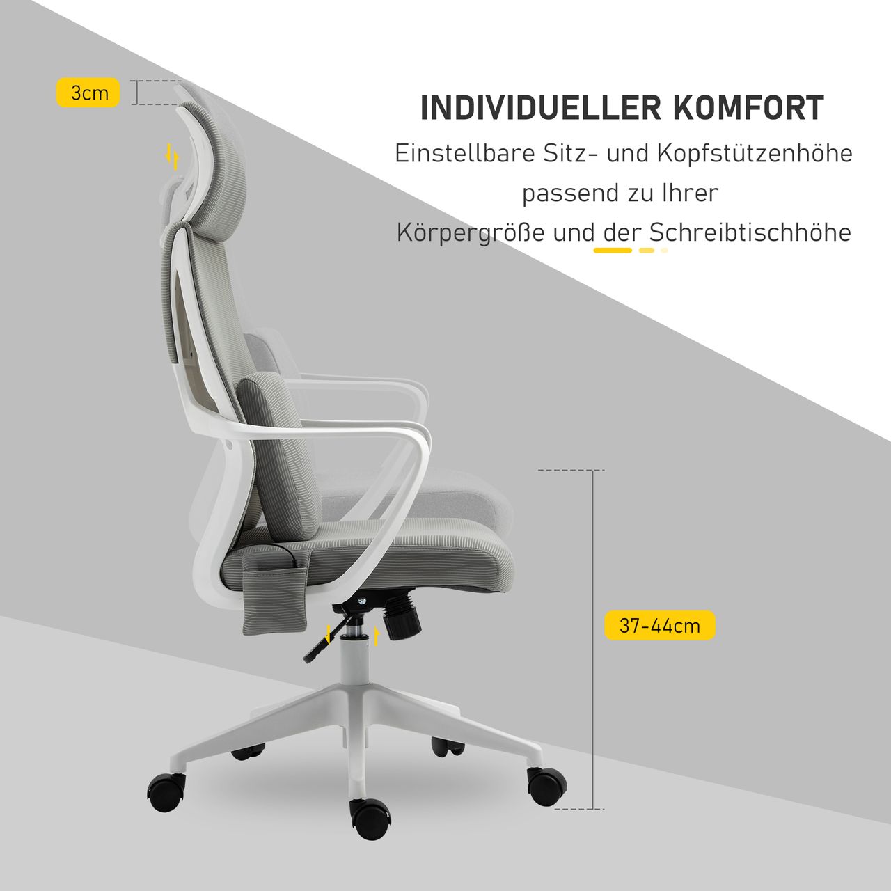 HOMCOM Vinsetto Bürostuhl Massagesessel mit Massagefunktion höhenverstellbar Grau