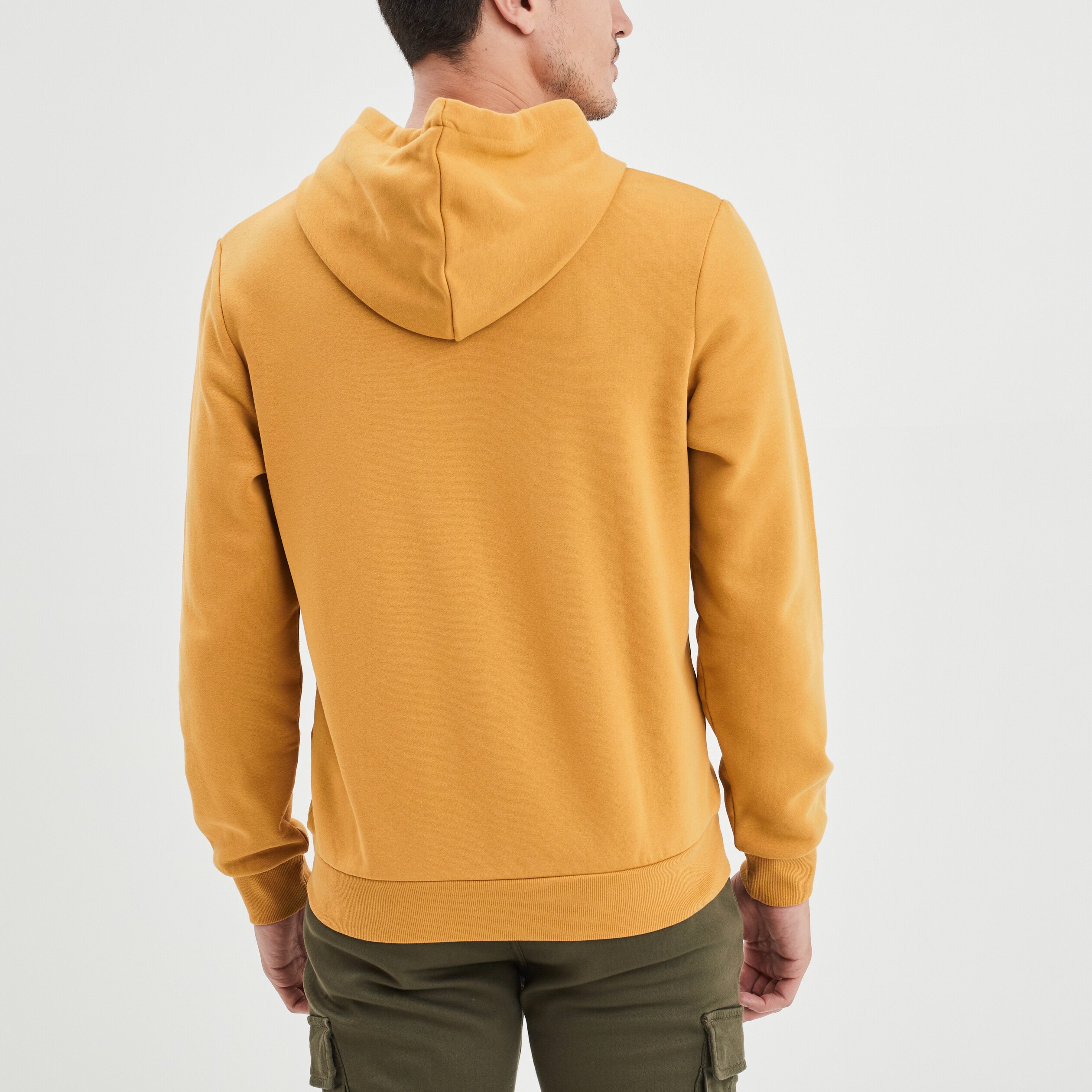 Sweat molleton à capuche hoodie jaune moutarde homme | La Halle