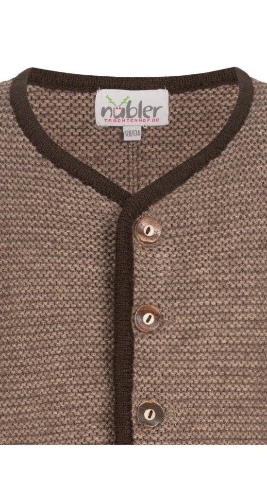 Nübler Trachtenstrickjacke Kinderstrickjacke Langarm Ignaz Bua in Braun von Nübler