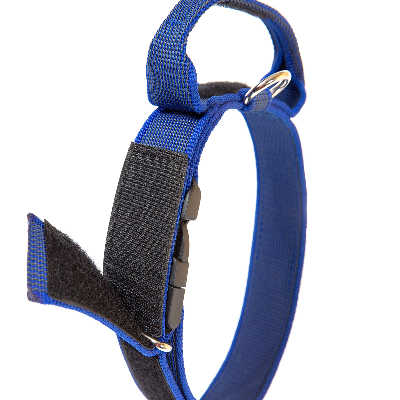 JULIUS-K9 Hundehalsbänder JULIUS-K9 Halsband mit Griff 50mm blau/ grau