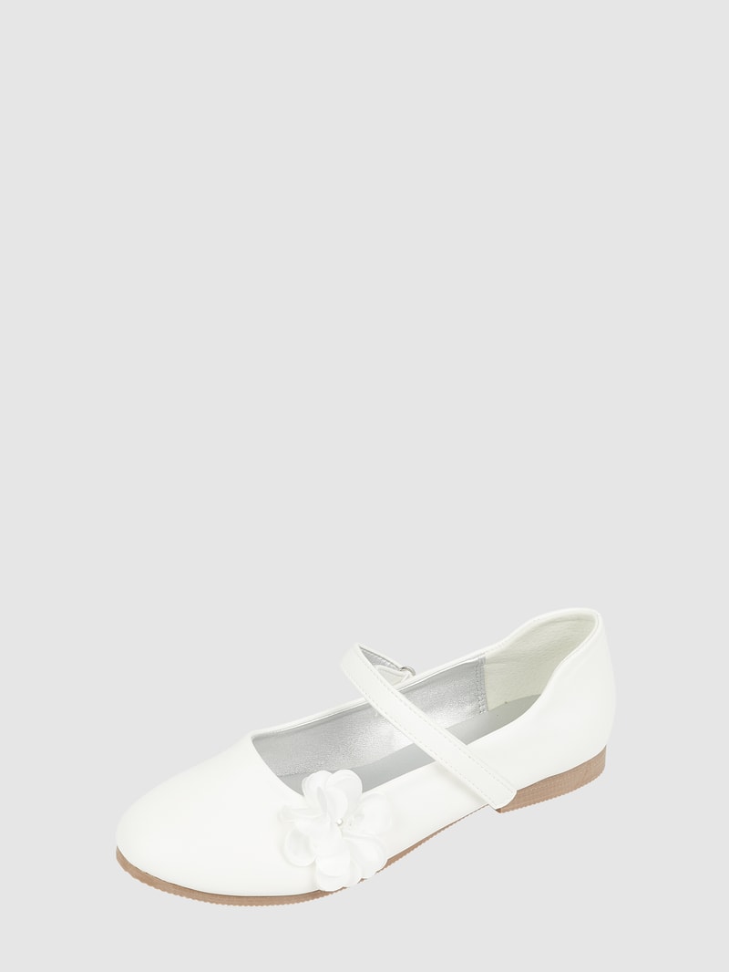 Ballerinas mit Blüten-Applikation in ecru