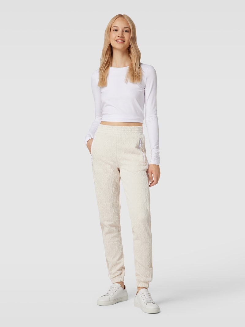 Sweatpants mit Allover-Logo Modell 'DARLA' in sand