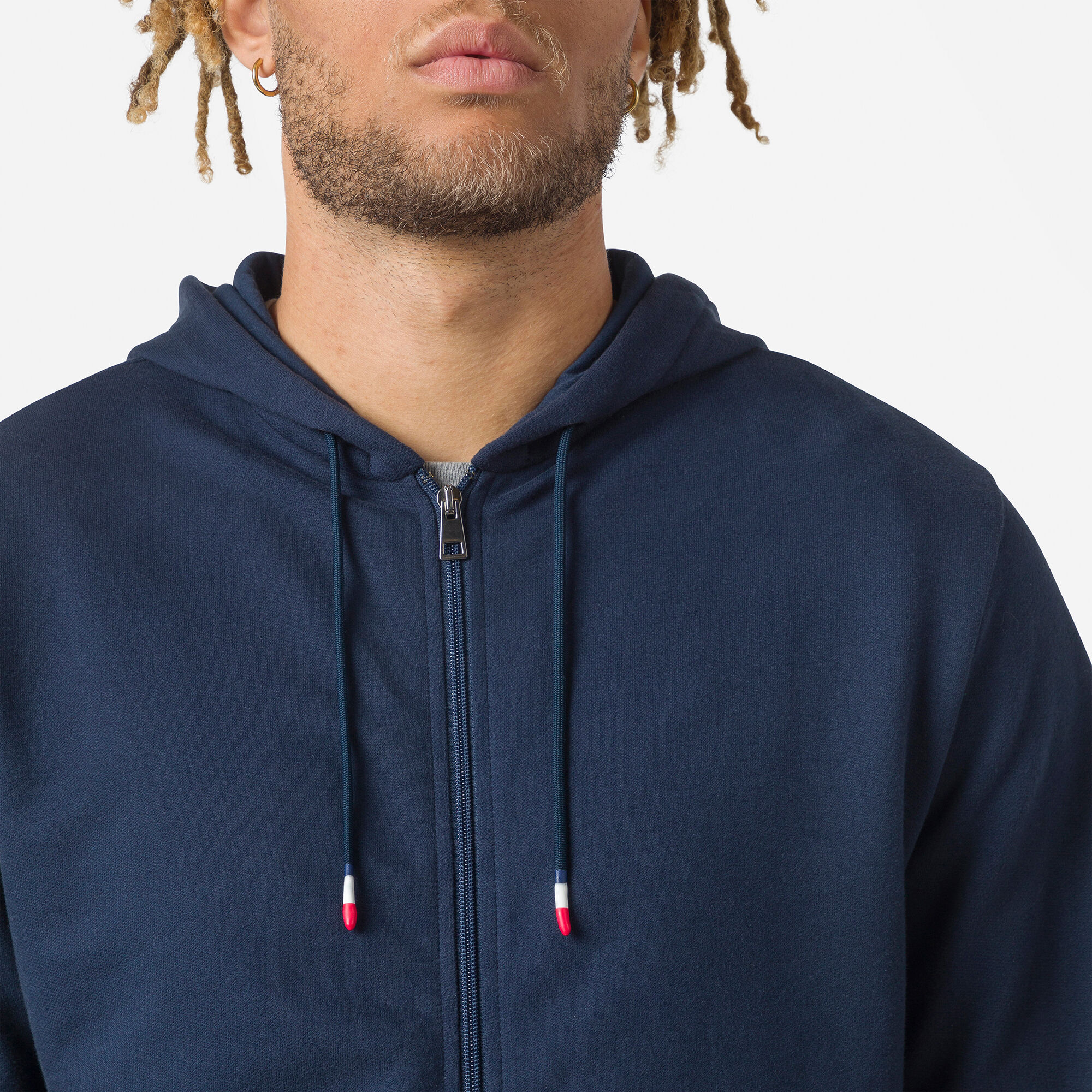 Sweat en coton à capuche zippé Logo Homme