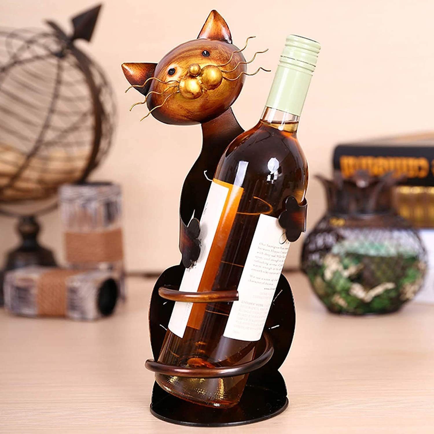 Runxizhou Weinregal Weinflaschenhalter - Metall-Skulptur - für Dekoration katze, 1-tlg.