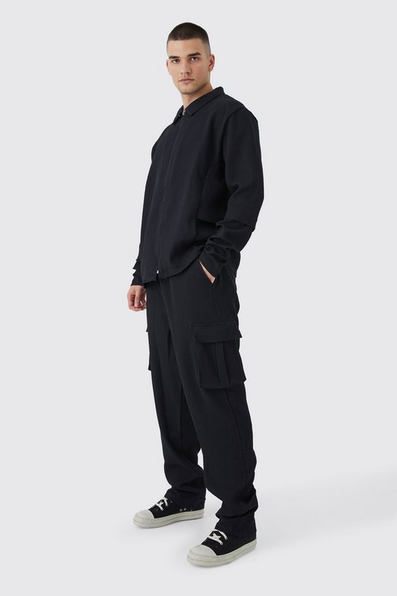 Tall Hemd mit Reißverschluss & elastische Cargohose