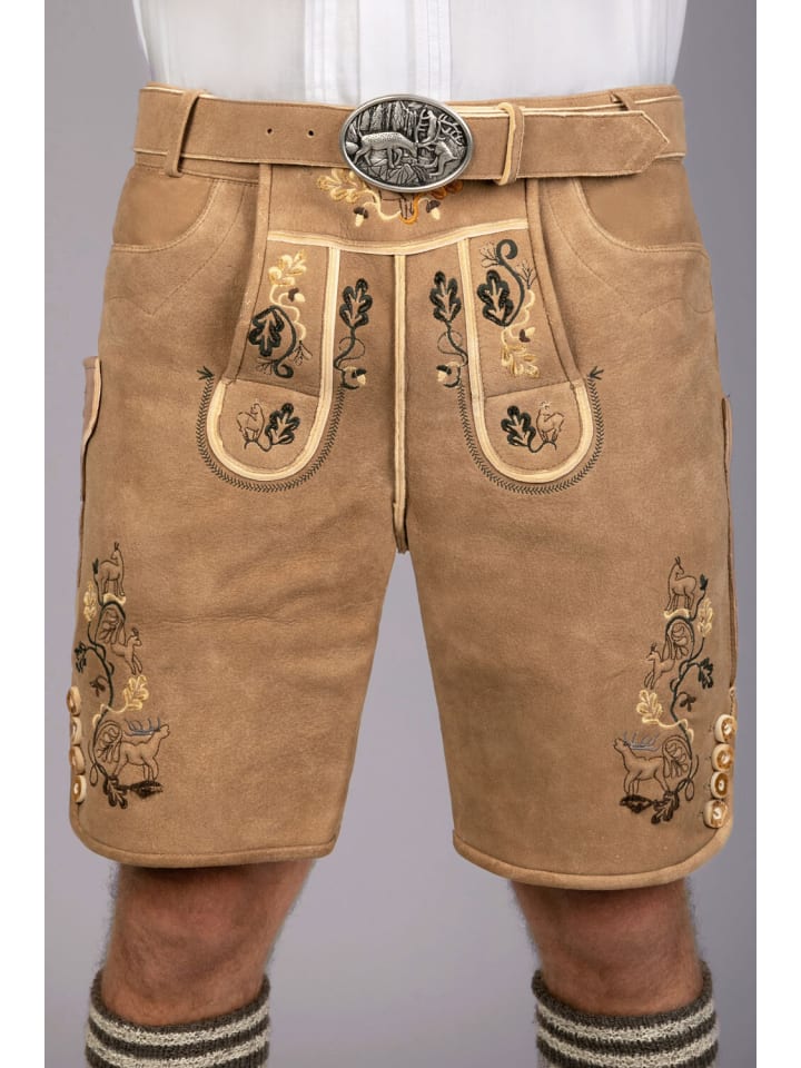 Edelnice Kurze Hirschlederhose Moritz in braun günstig kaufen