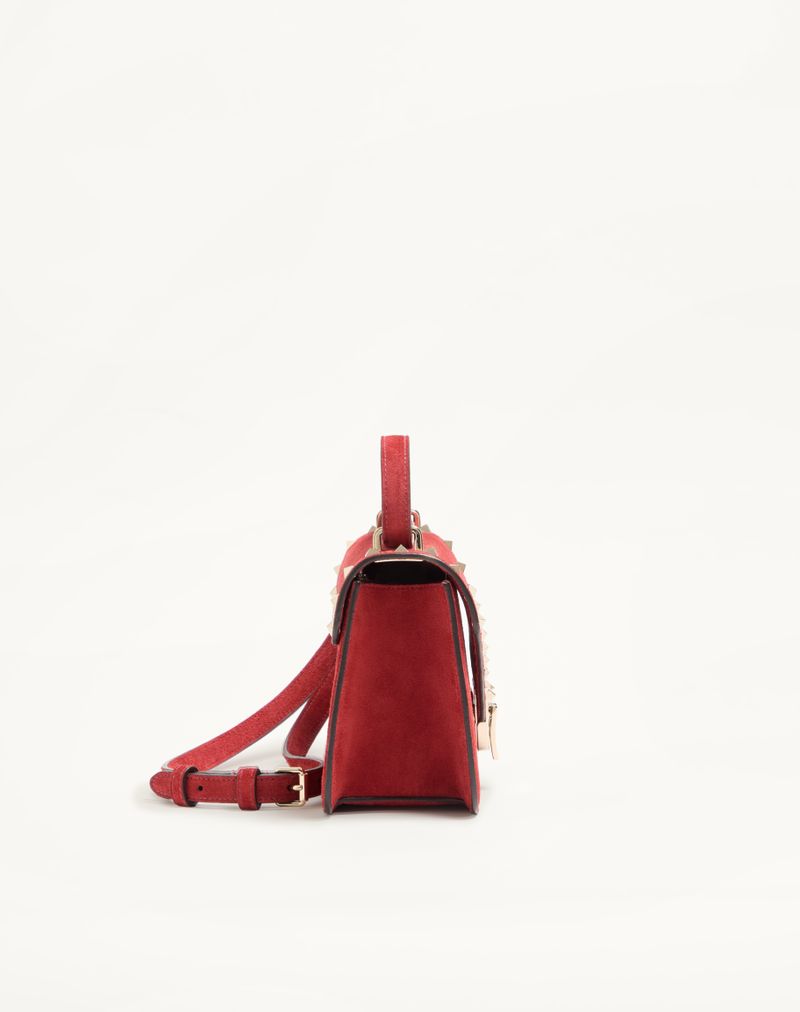 Bolsa de ombro pequena Valentino Garavani Rockstud em camurça