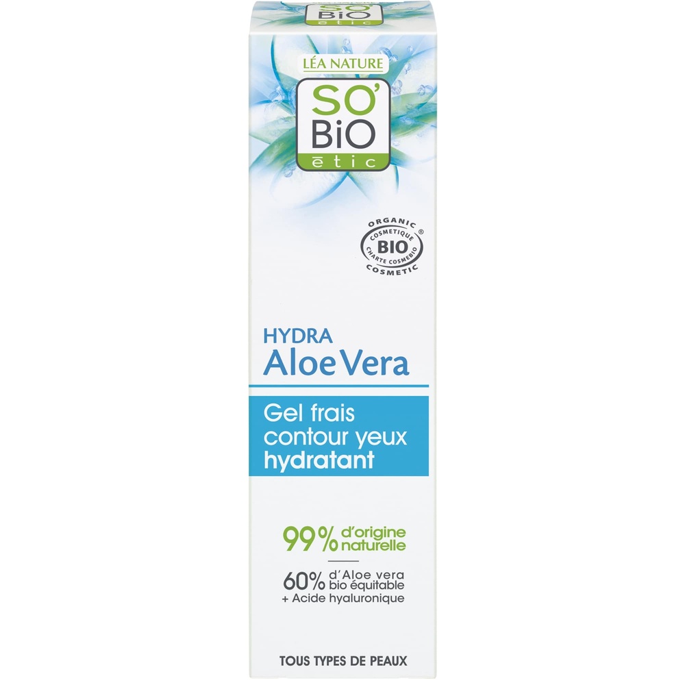 LÉA NATURE SO BiO étic Gel frais contour yeux hydratant¹, toustypes de peaux,          Hydra Aloe Vera Gel frais
