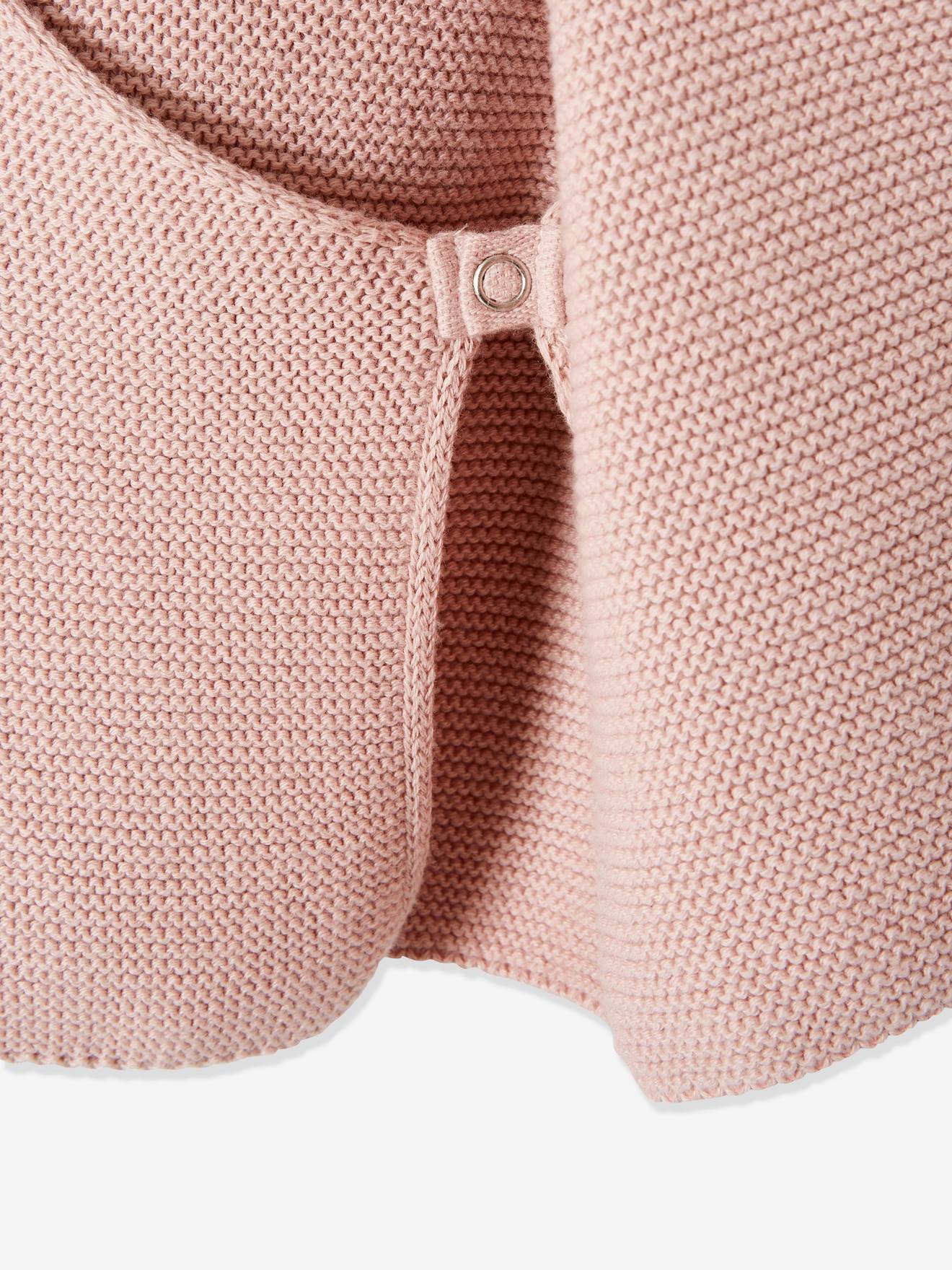 Cardigan avec capuche doublée fausse fourrure bébé rose pale