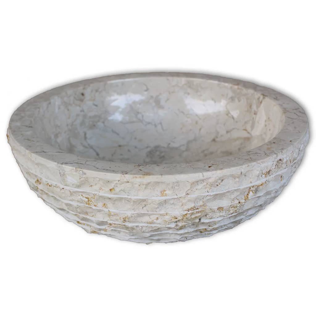 vidaXL Waschbecken Waschbecken Marmor 40 cm Creme