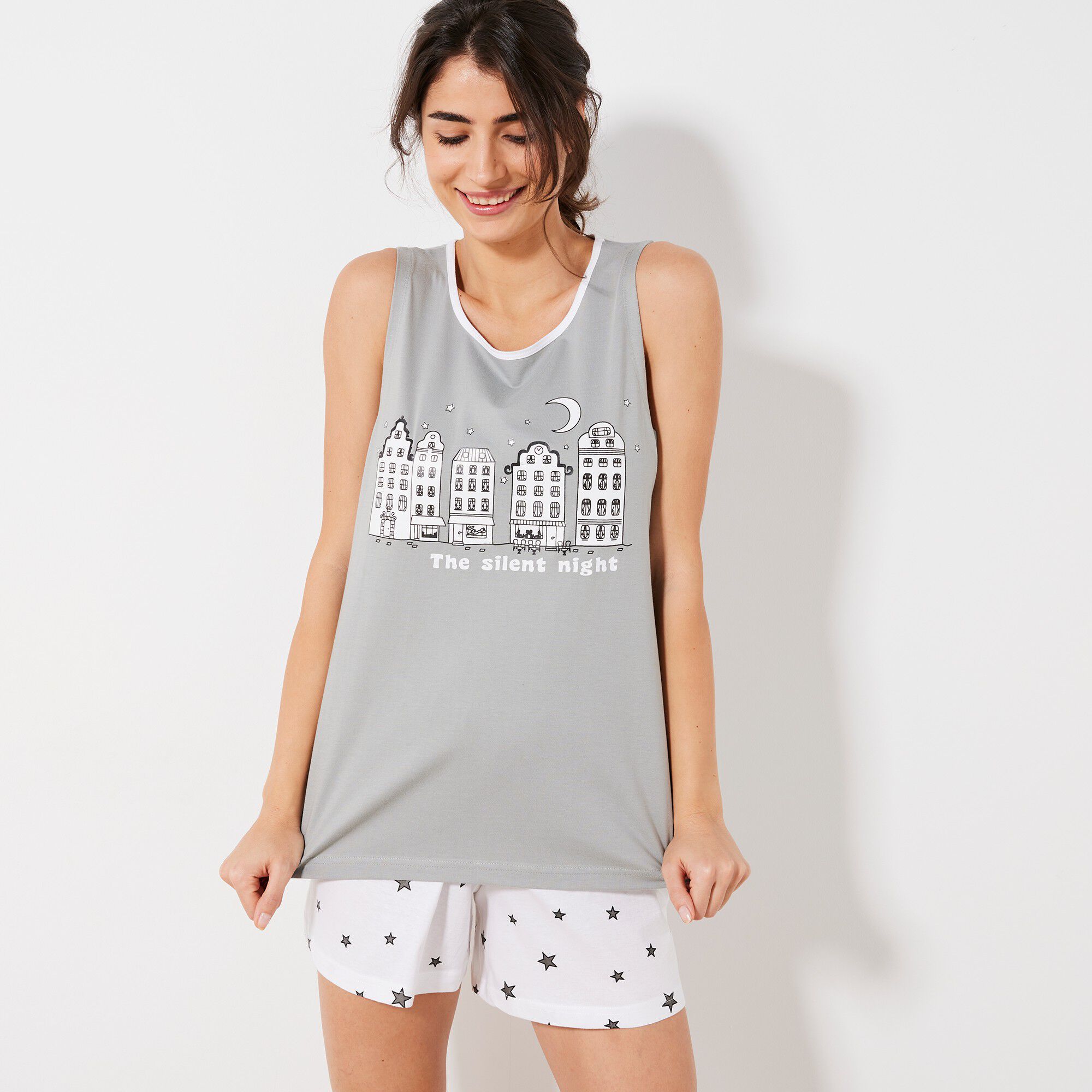 Pyjama short fantaisie ville étoilée