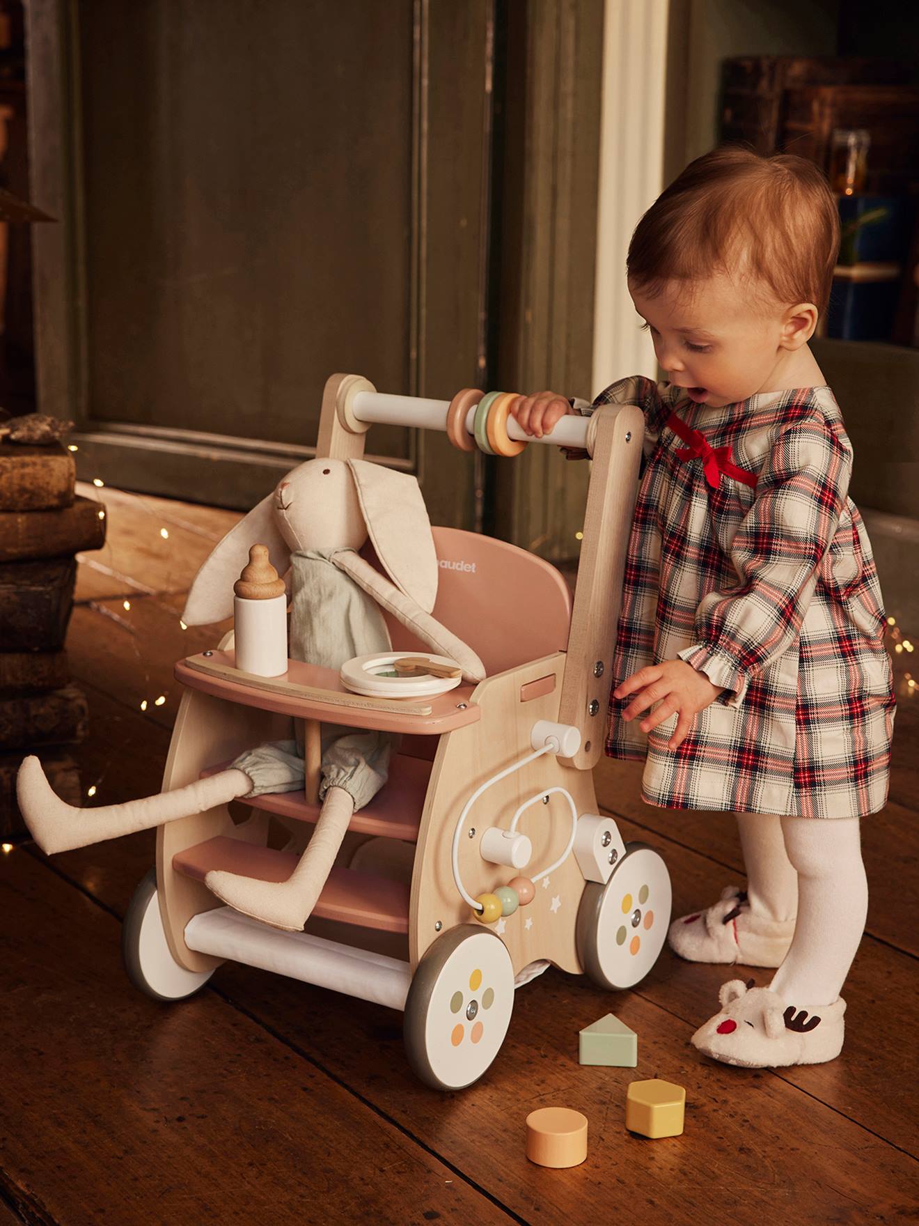 Chariot de marche poussette en bois FSC® vert