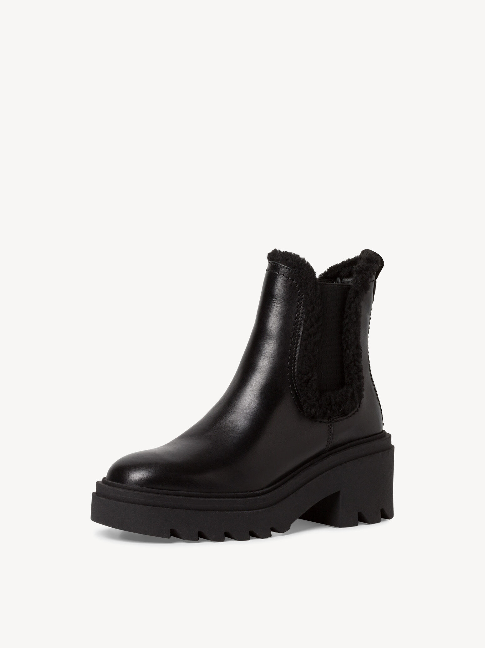 Bottine en cuir - noir doublure chaude