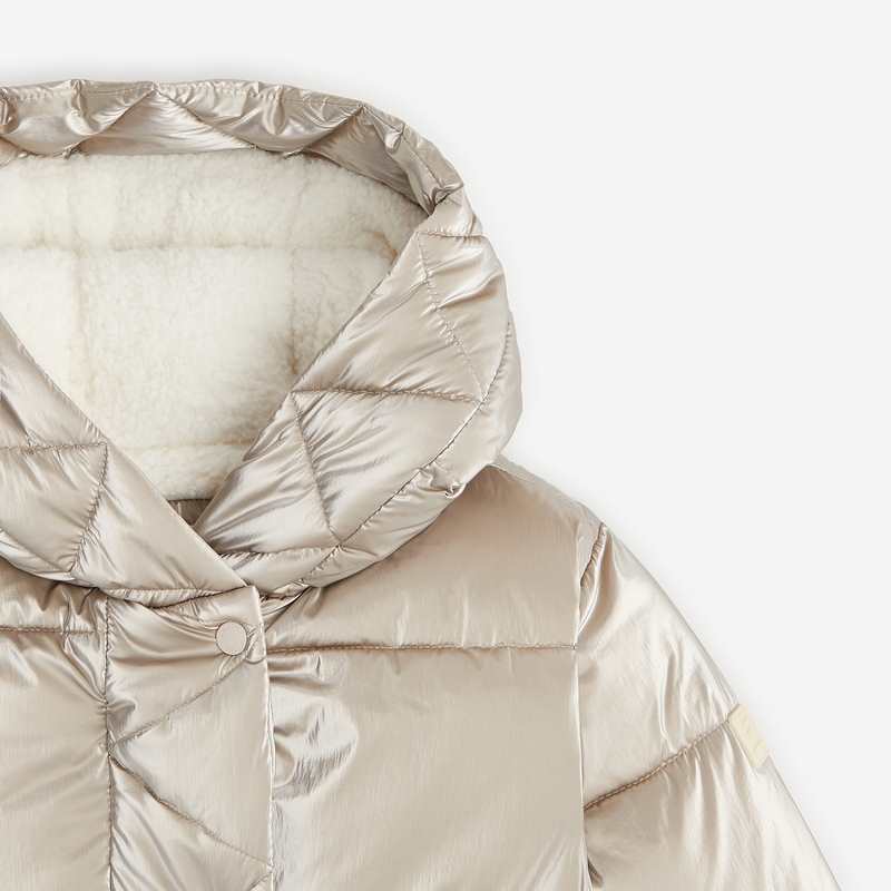Doudoune courte or fille doublée en sherpa jaune Catimini
