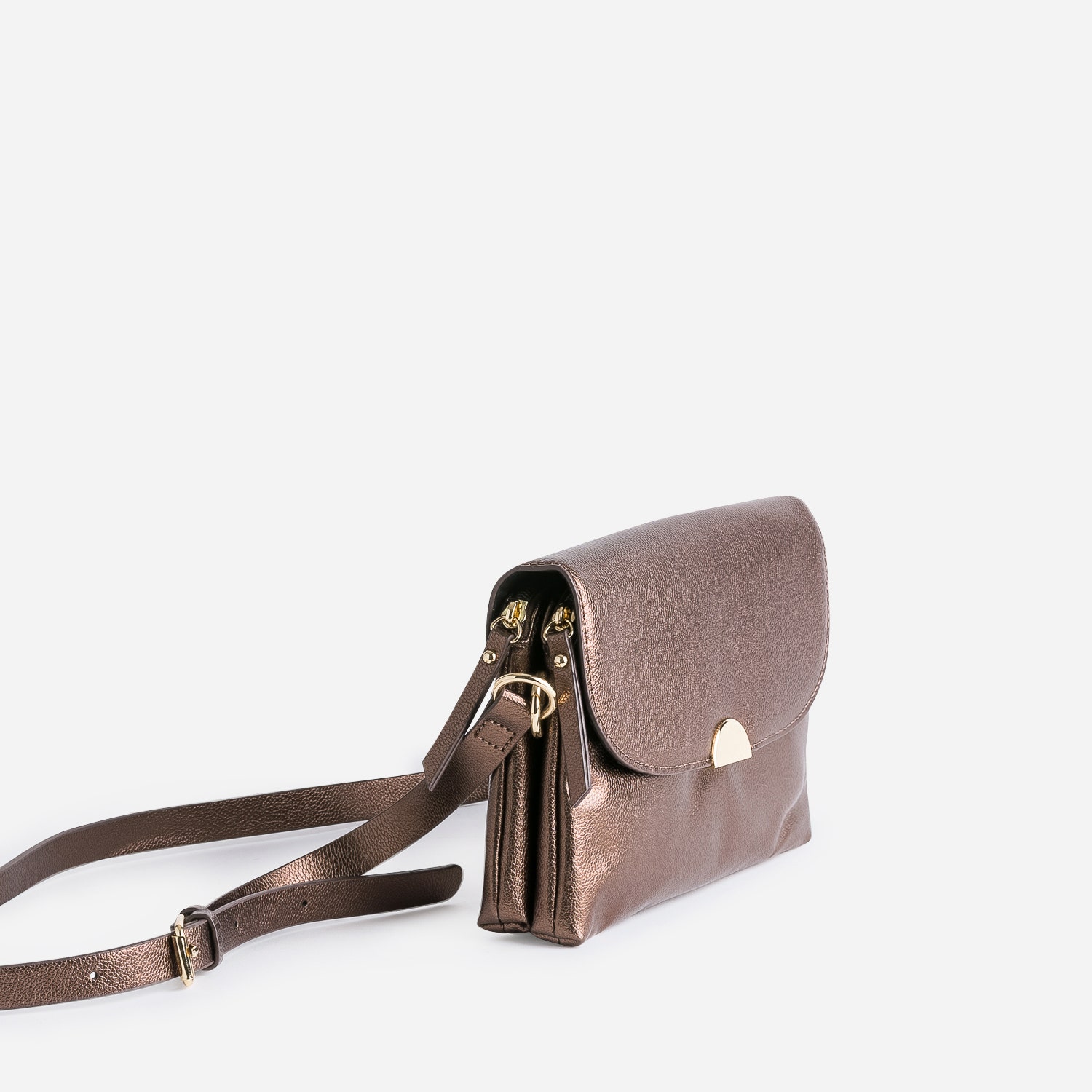 Sac bandoulière bronze à double compartiment