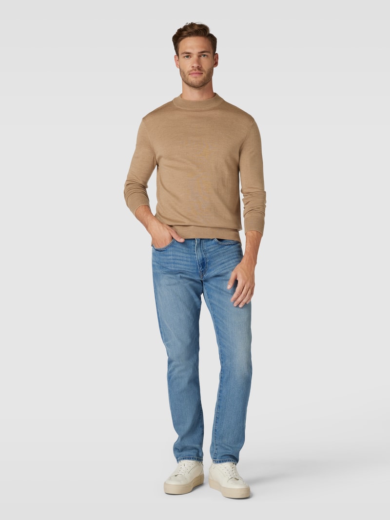 Strickpullover mit Rundhalsausschnitt Modell 'Davide' in camel