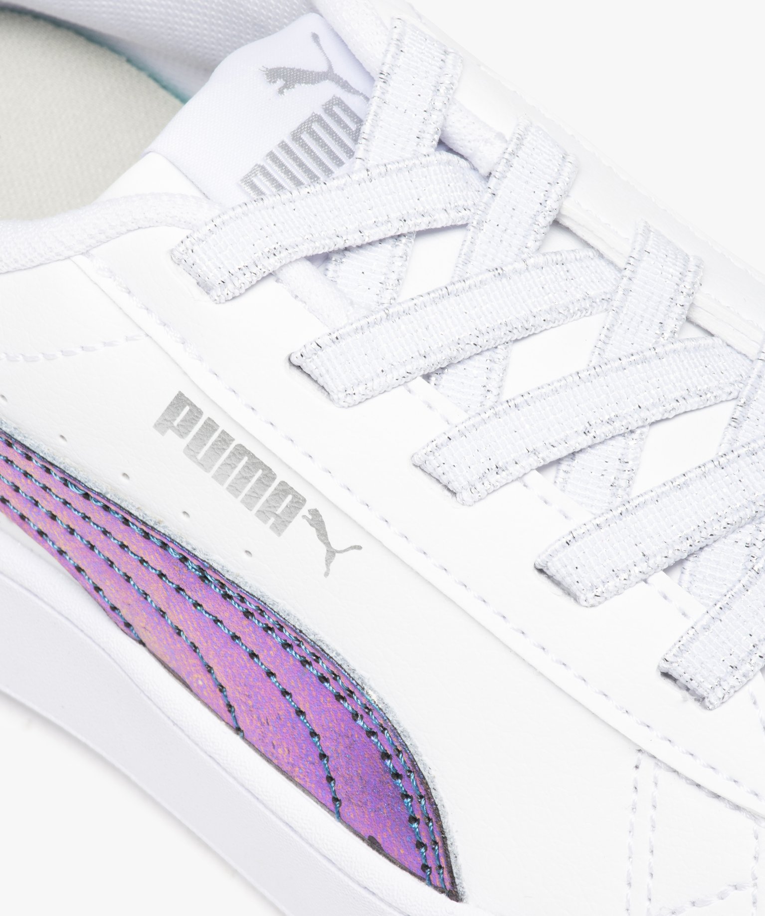Tennis fille avec bande multicolore sur le cté - Puma blanc | GEMO