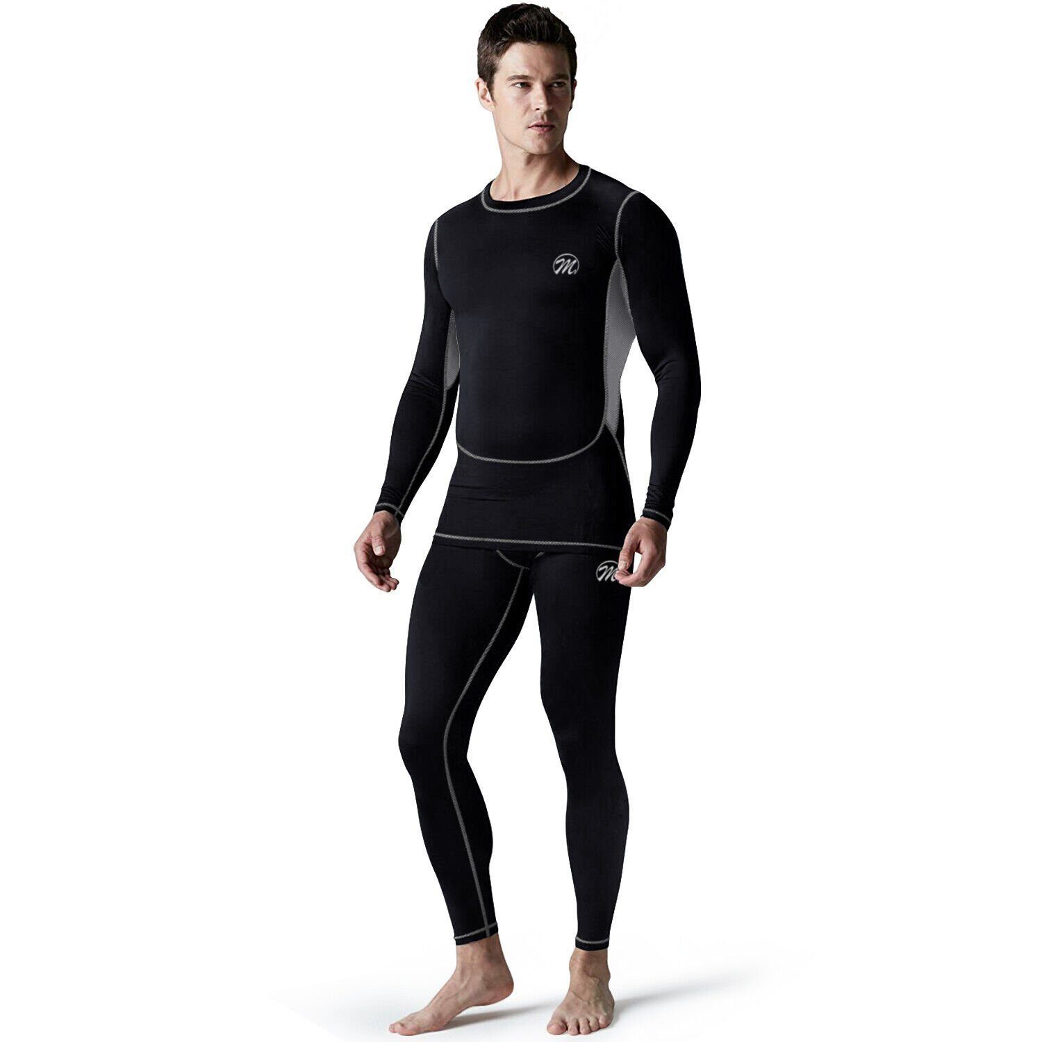 MEETYOO Thermounterhemd Herren Thermounterwäsche Set Skiunterwäsche Lange Unterhosen (Funktionswäsche Skiunterwäsche, Funktionhose, Thermo Leggings, Thermounterhemd) Ski Unterhose Unterhemd