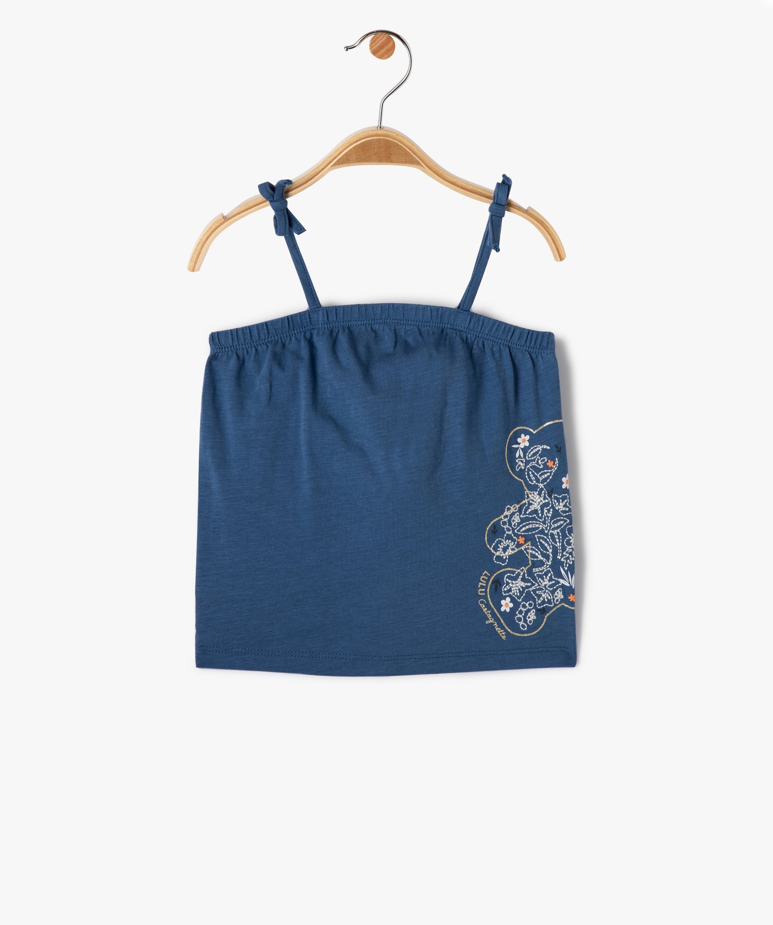 Débardeur bébé fille à fines bretelles et broderie - Lul... bleu | GEMO