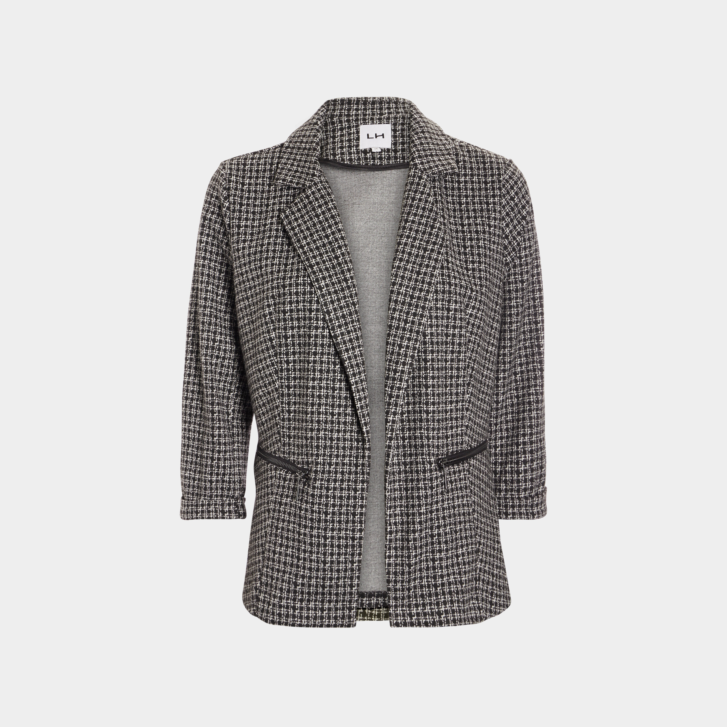 Veste droite manches 3 4 poches zippées noir femme | La Halle