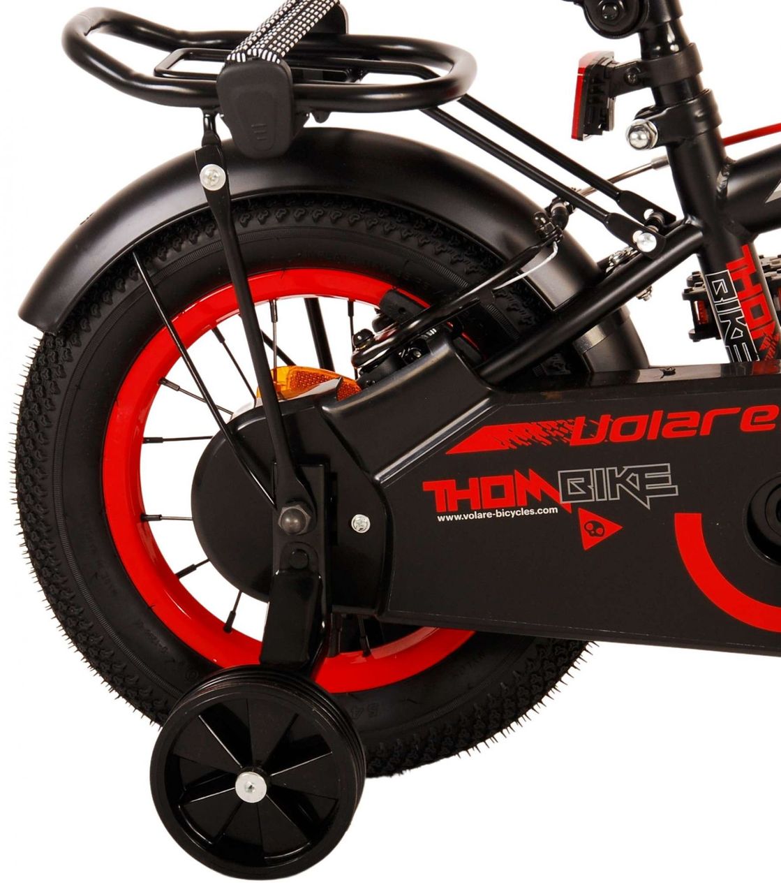 Volare Thombike Kinderfahrrad - Jungen - 12 Zoll - Schwarz Rot - Zweihandbremsen