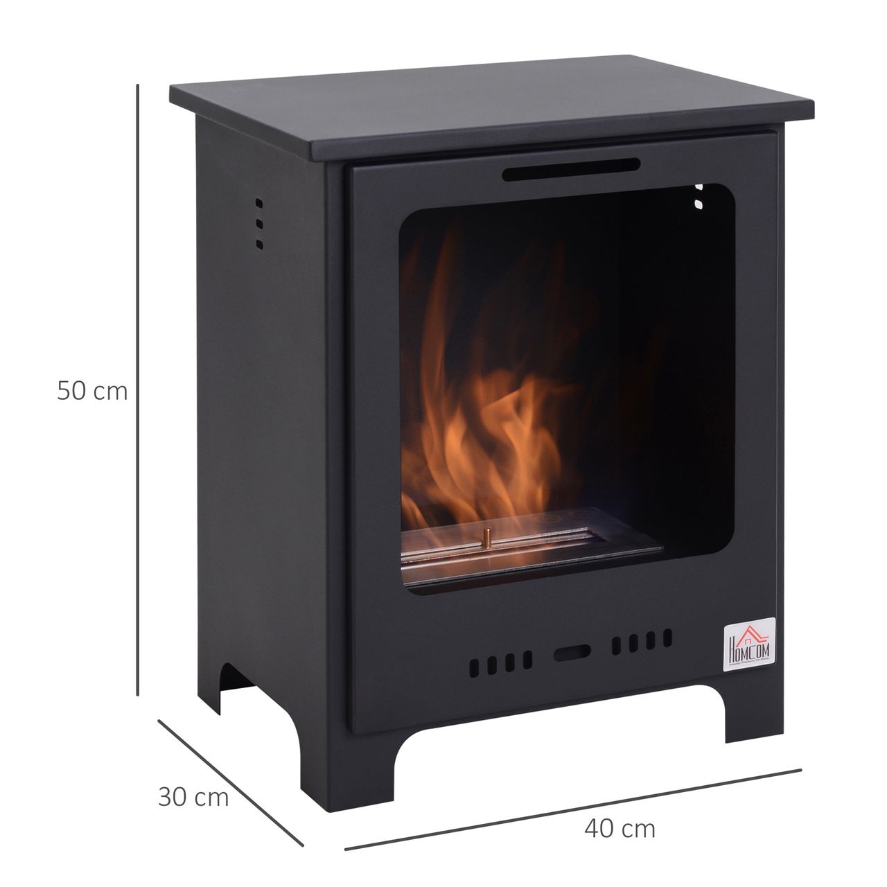 HOMCOM Ethanol-Kamin Bio-Ethanol-Brenner 0,9 L 3 Stdn. Brenndauer Metall