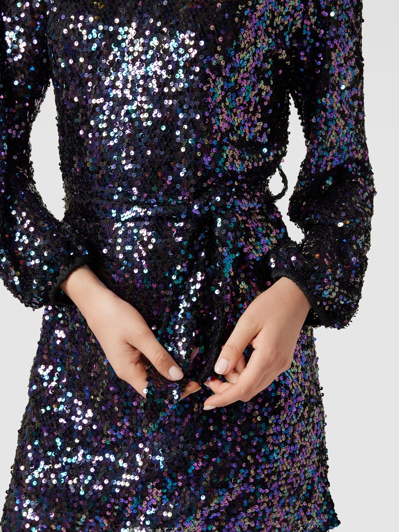 Minikleid mit Allover-Paillettenbesatz in schwarz