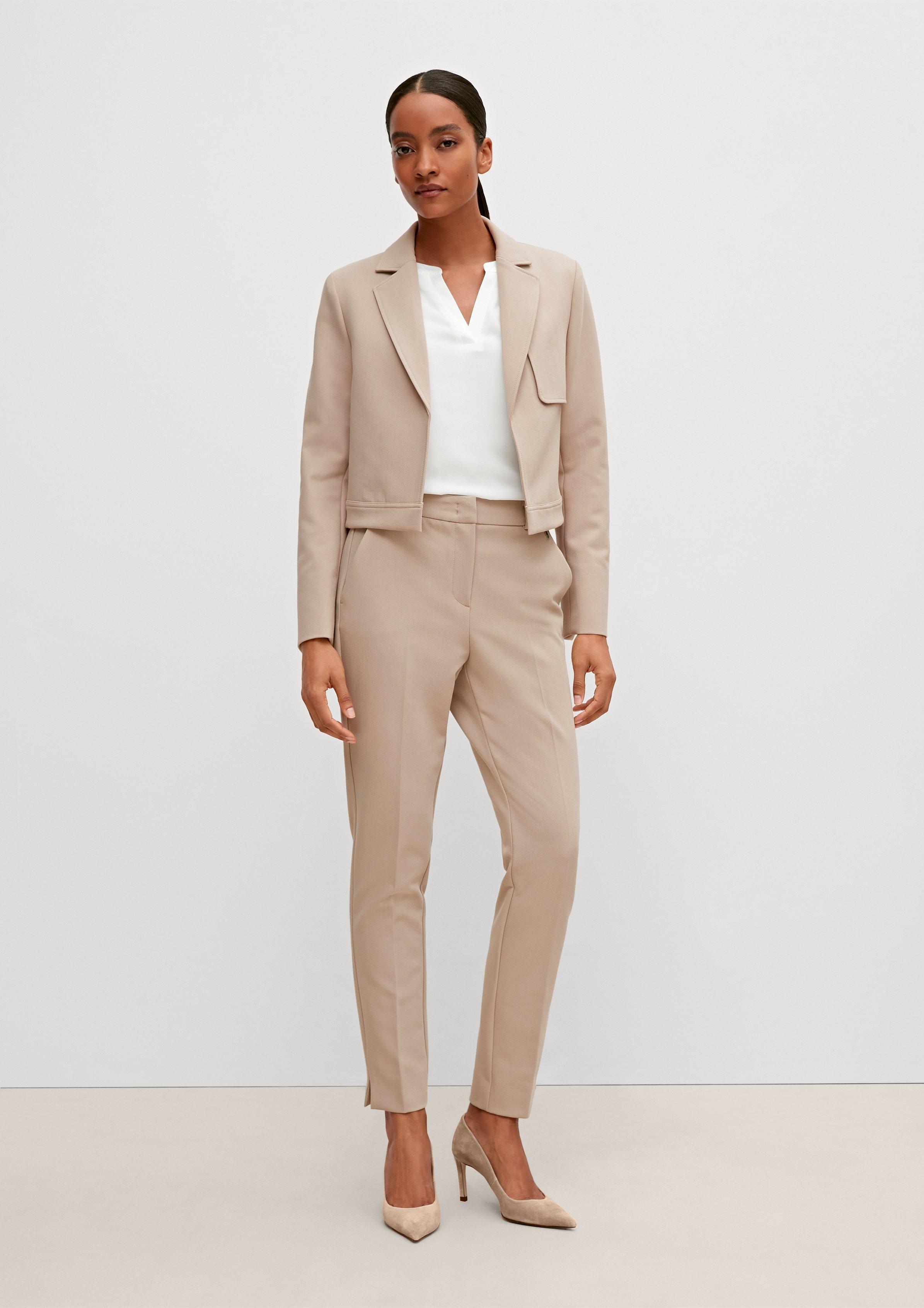 Regular: Stoffhose mit Fischgrat-Muster - helles beige