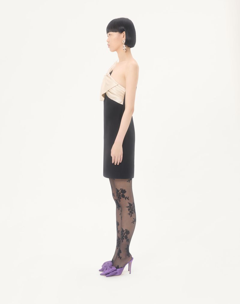 Vestido curto de crepe de alta costura