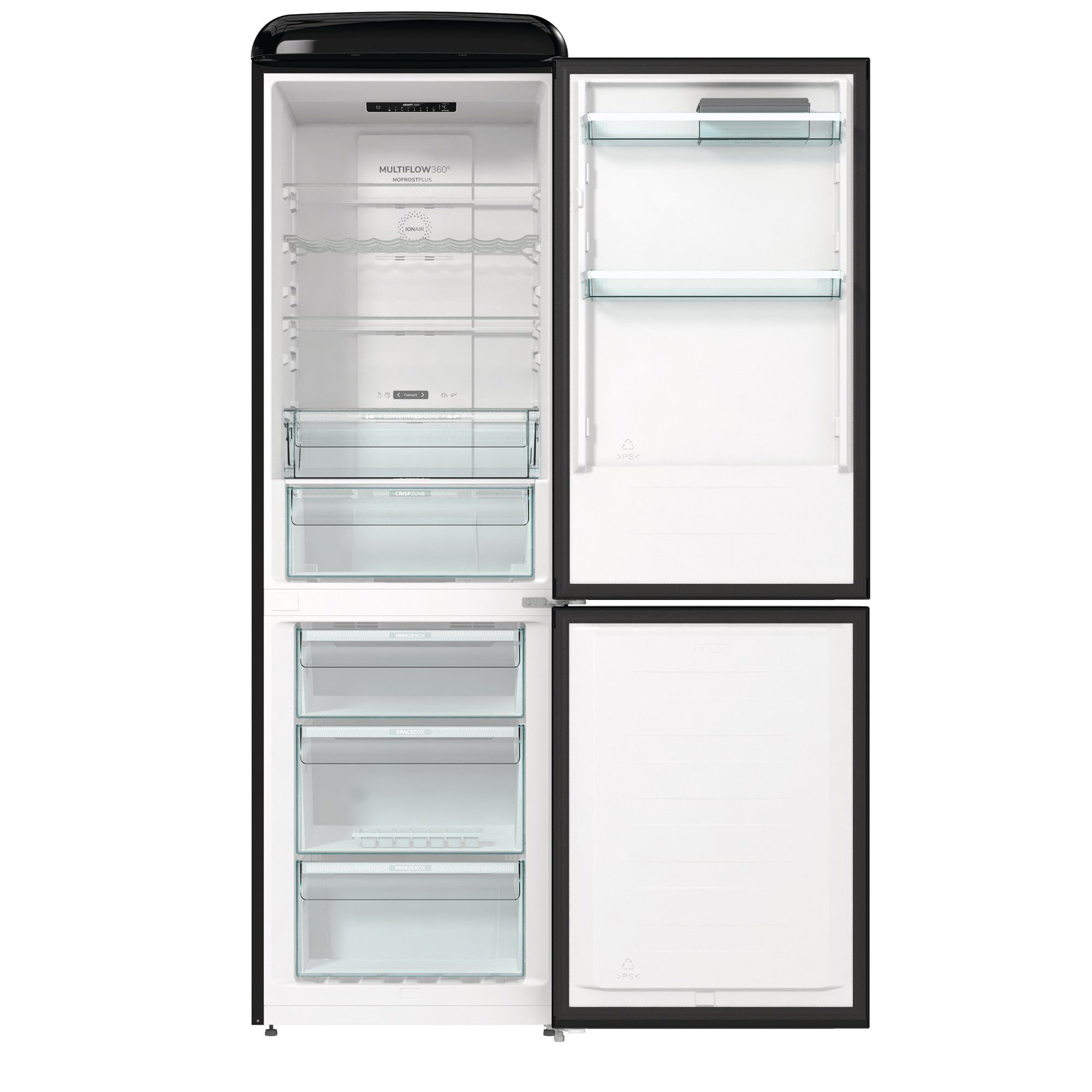 GORENJE Kühlschrank ONRK619EBK, 194 cm hoch, 60 cm breit, LED Display, NoFrostPlus, FastFreeze, IonAir und MultiFlow 360°