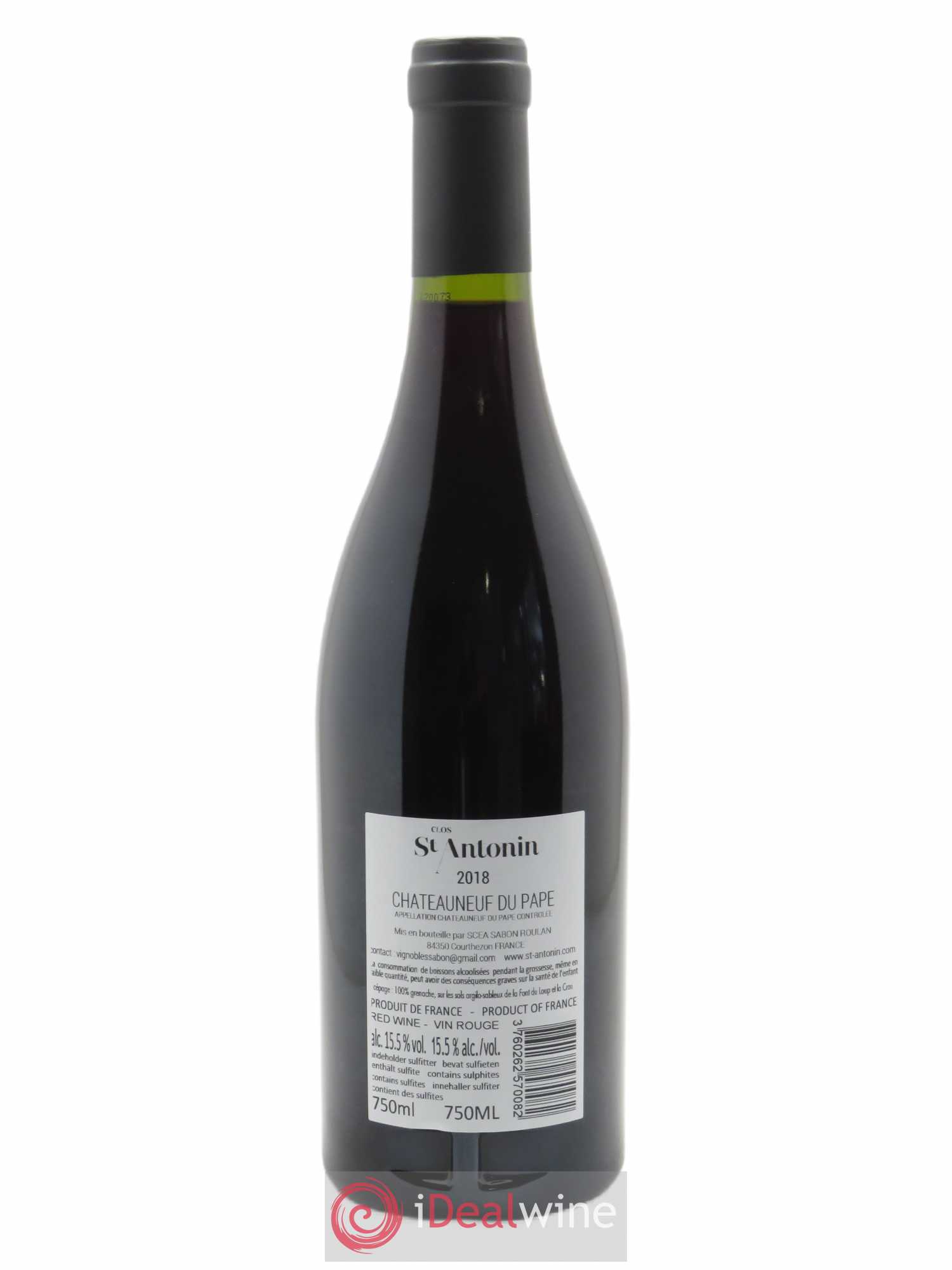 Châteauneuf-du-Pape Clos Saint Antonin  2018 - Lot de 1 Bouteille