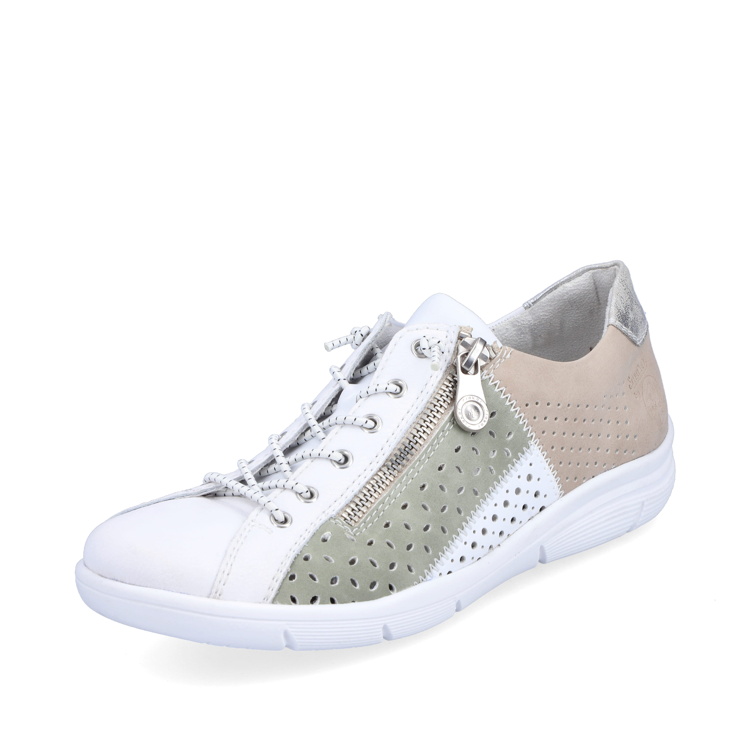 Rieker Damen Slipper perlweiß-mintgrün-beige