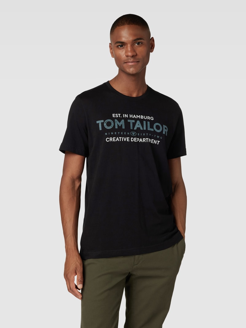 T-Shirt mit Label-Print in schwarz