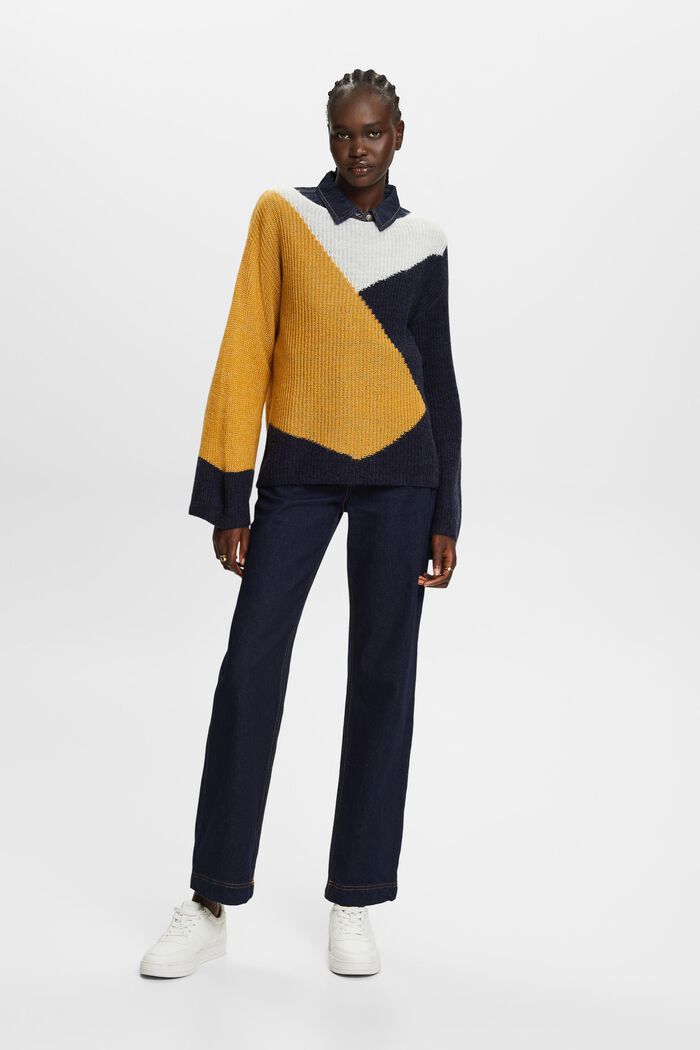 Colourblock-Pullover, Wollmix