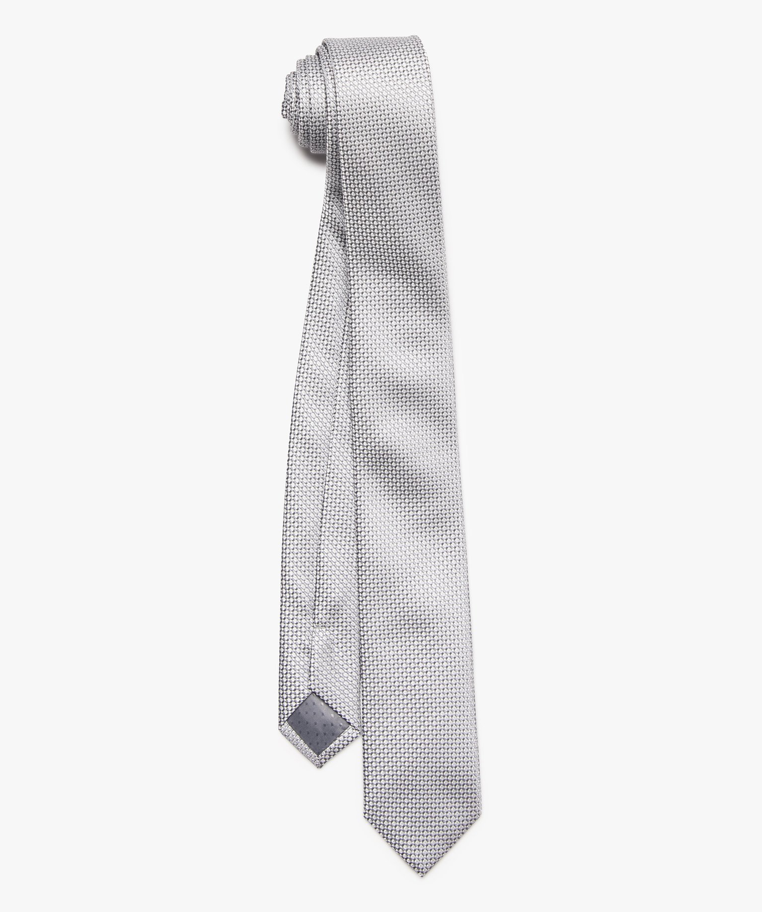 Cravate homme satinée à micro motifs en relief gris | GEMO