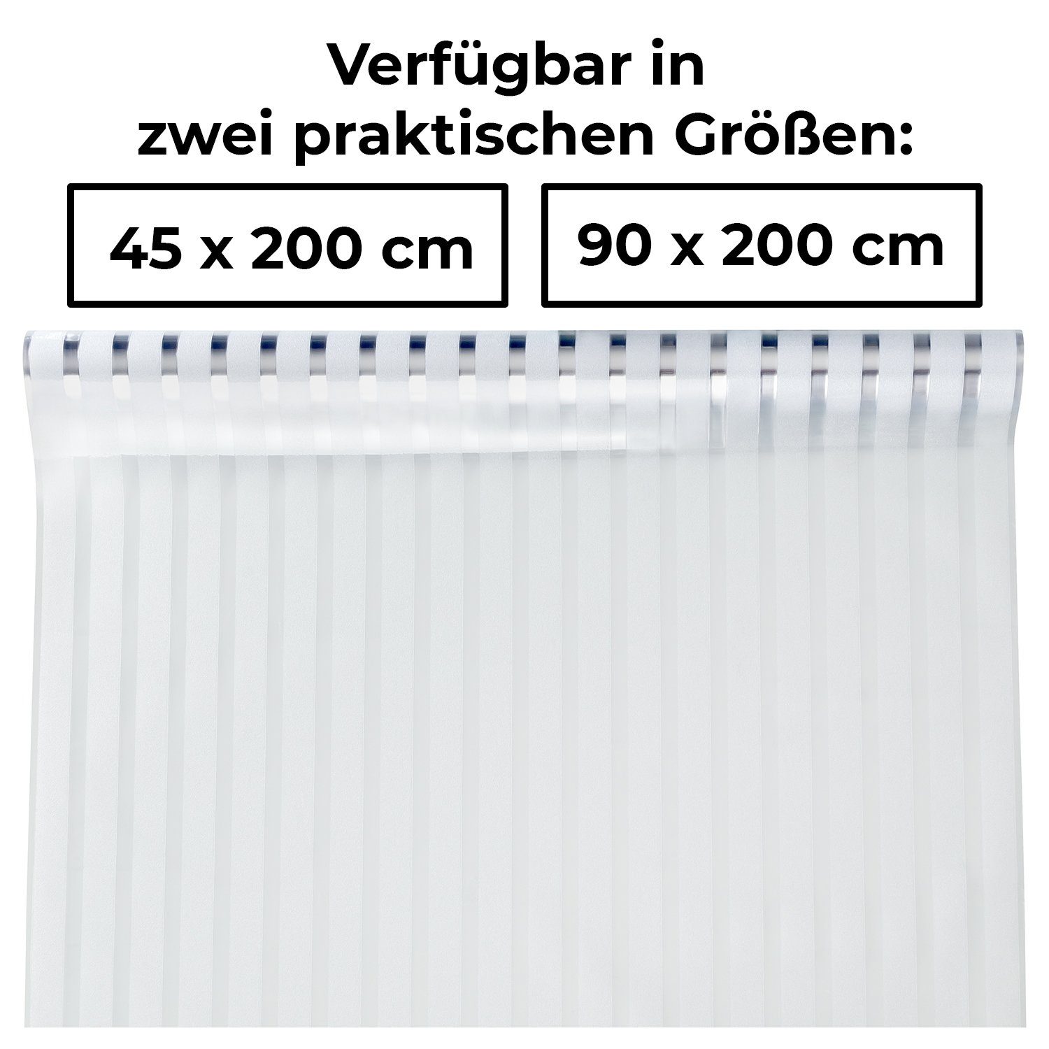 Fensterfolie shelfmade Fensterfolie Streifen Milchglasfolie, SELBSTKLEBEND, statisch haftend, Sichtschutzfolie Blickschutzfolie für Fenster, Tür, Glas-Trennwand für Küche, Bad und Büro, shelfmade