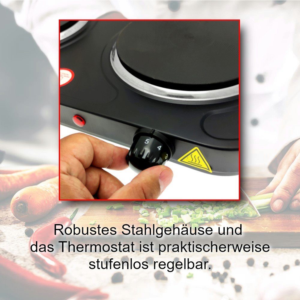 Elfmonkey Doppelkochplatte Elektrische Kochplatte, zwei Kochfeldern, Elektroherd, 1000 Watt