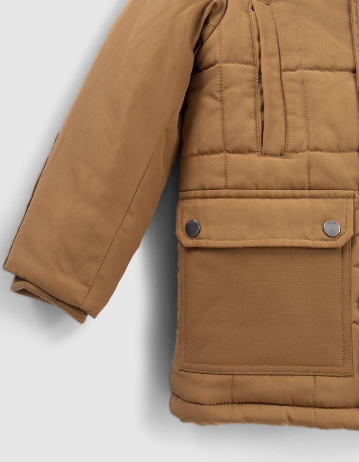 Parka camel fourrée nylon et velours garçon