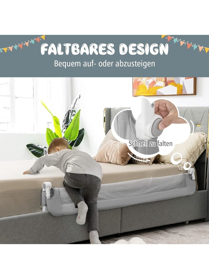 COSTWAY Bettgitter 150cm in Grau günstig kaufen 42 cm