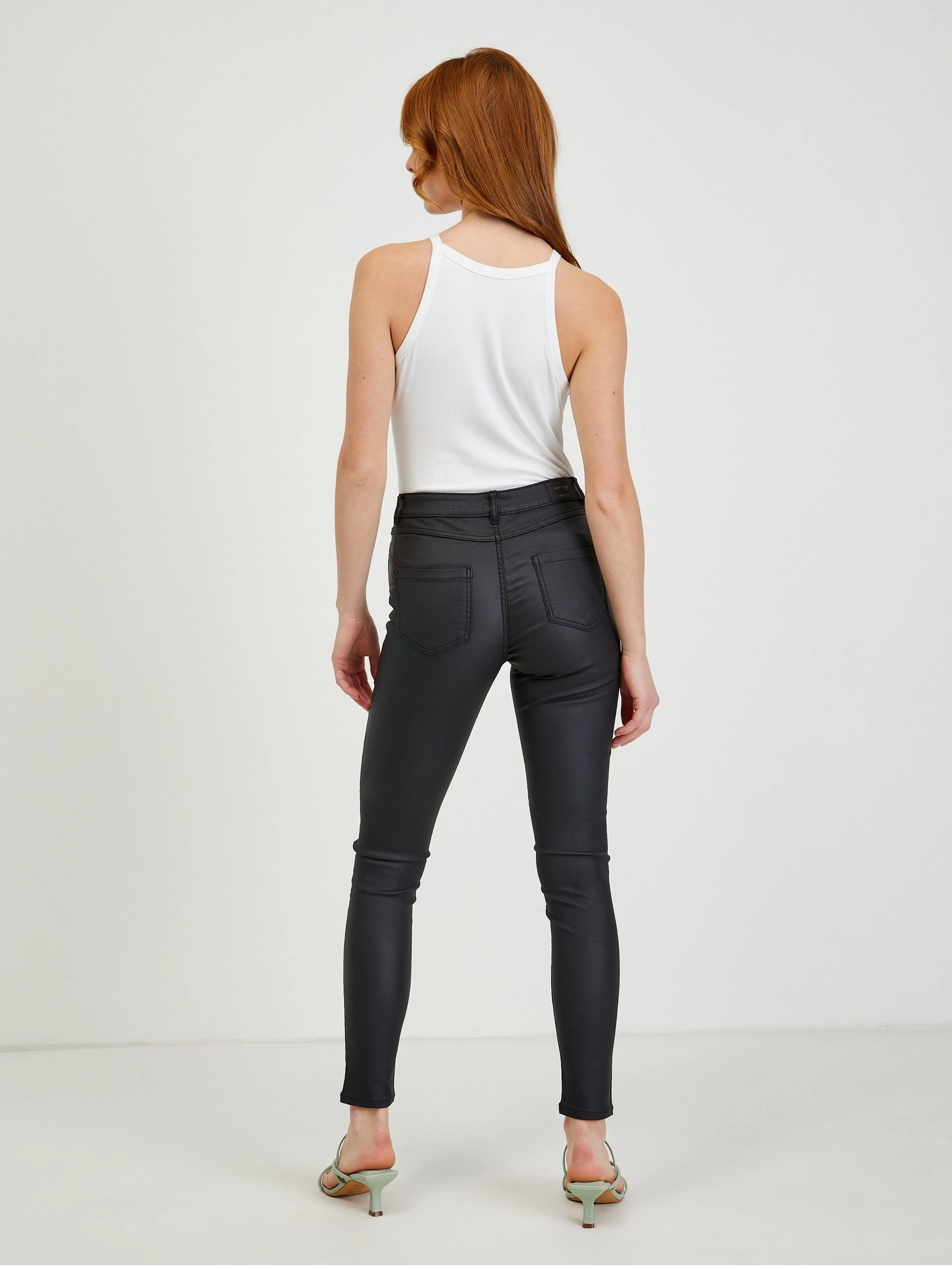 Schwarze Damen Kunstlederhose ORSAY