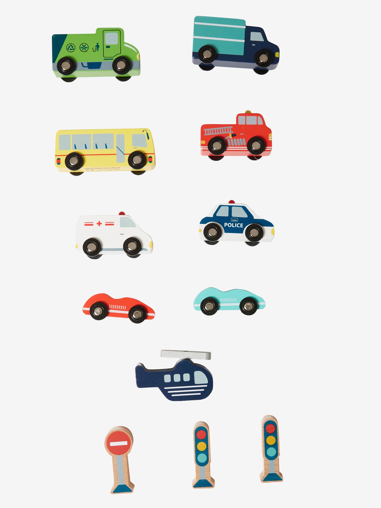Vertbaudet Kinder Spielset, 9 Holz-Autos FSC - mehrfarbig