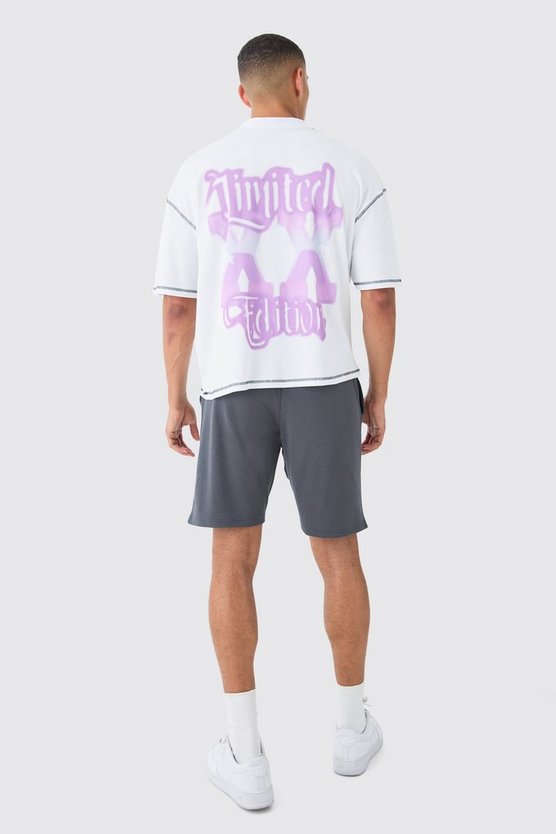Lockere mittellange gerippte Shorts