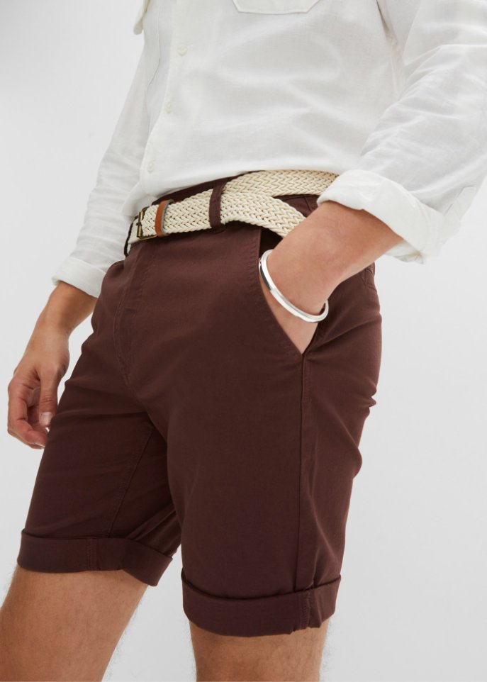 Stretch-Chino-Bermuda mit Gürtel, Regular Fit